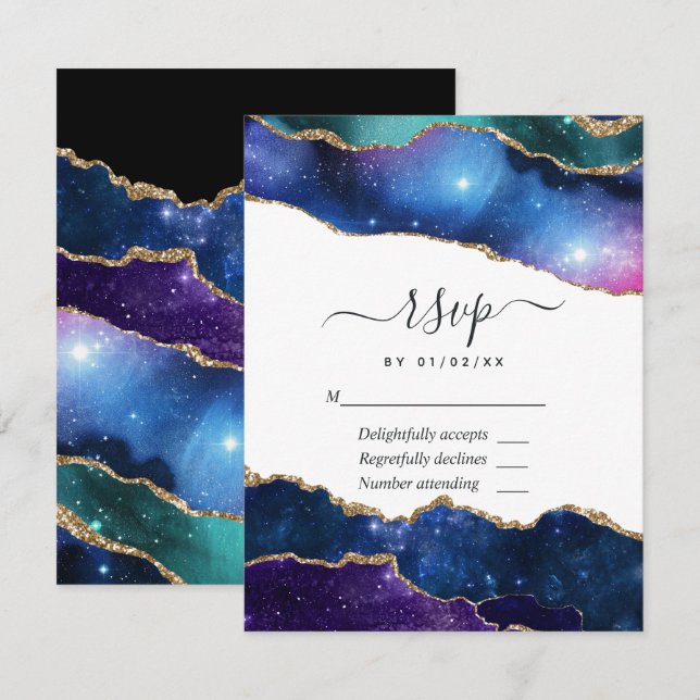 Carte RSVP Galaxy Agate (Devant / Derrière)