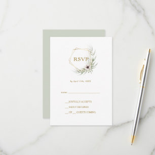Carte RSVP géométrique Eucalyptus Gold