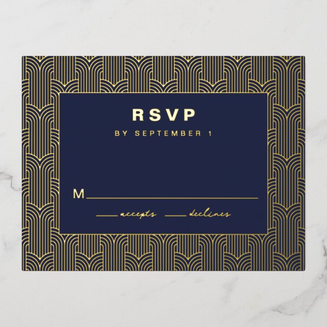 Carte RSVP géométrique Marine (Recto)