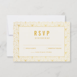 Carte RSVP Géométrique Or et Blanc