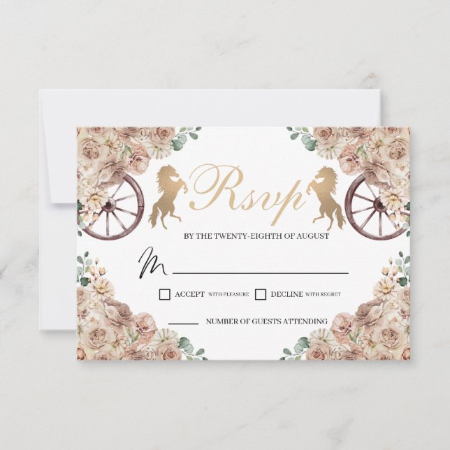 Carte RSVP Gold Champagne Quinceanera Ouest (Devant)