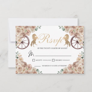 Carte RSVP Gold Champagne Quinceanera Ouest