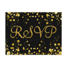 Carte RSVP Gold Confetti