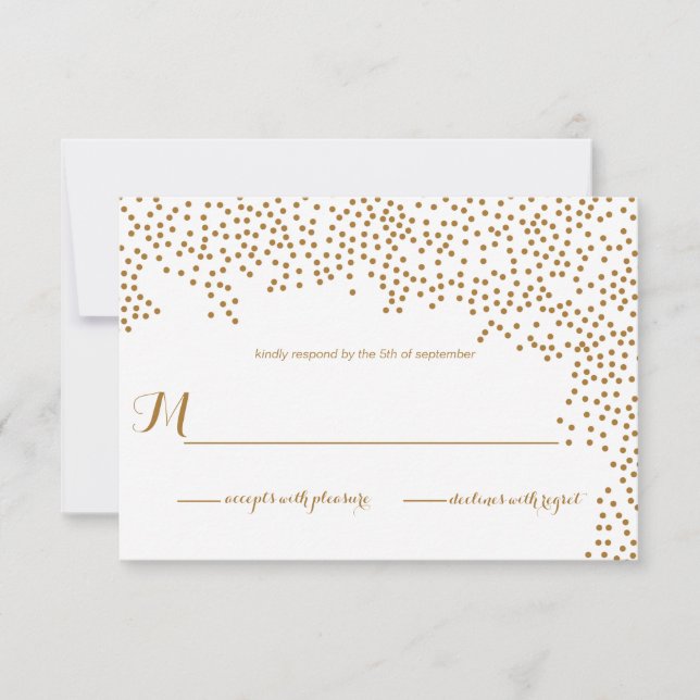 Carte RSVP Gold Confetti Faire-part de mariage (Devant)