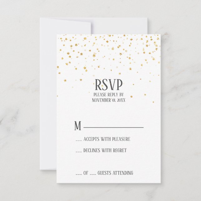 Carte RSVP Gold Confetti Retraite Party (Devant)