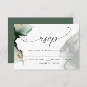 Carte RSVP Gold et Sage Green Watercolor
