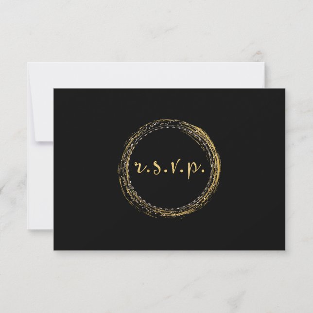 Carte RSVP Gold Foil & Black Modern Glamor Circle (Devant)