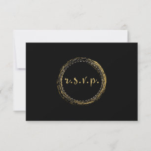 Carte RSVP Gold Foil & Black Modern Glamor Circle