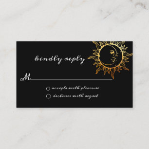 Carte RSVP Gold Foil Sun and Moon Wedding