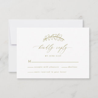 Carte RSVP Gold Leaf Wedding