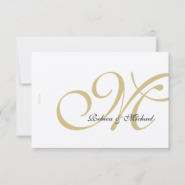 Carte RSVP Gold Metallic Wedding (Devant)