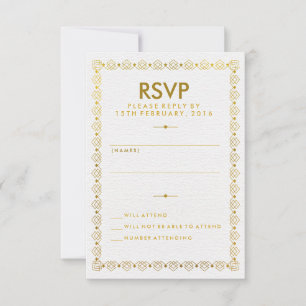 Carte RSVP Goldan Art Deco Wedding
