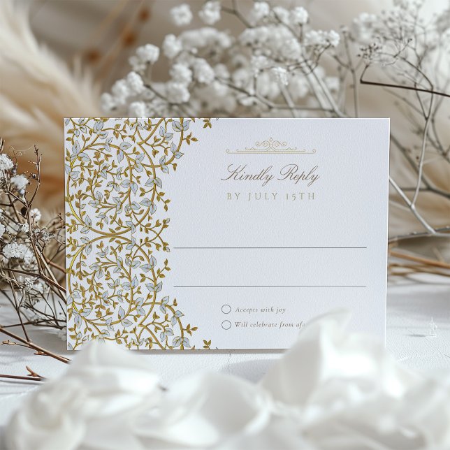 Carte RSVP Golden Elegance pour Mariage (Créateur téléchargé)