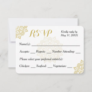 Carte RSVP Golden Mandala Faire-part de mariage