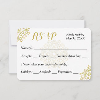 Carte RSVP Golden Mandala Faire-part de mariage