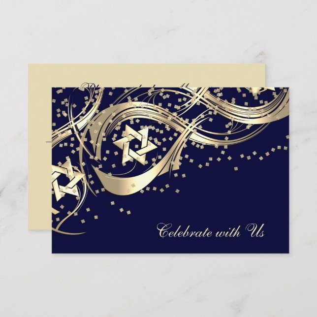 Carte RSVP Golden Star Confetti Flourdissante (Devant / Derrière)