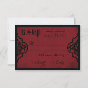 Carte RSVP Goth Red et Black Lace