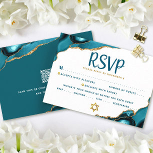 Carte RSVP Gras Agate Turquoise Bat mitzvah de cod