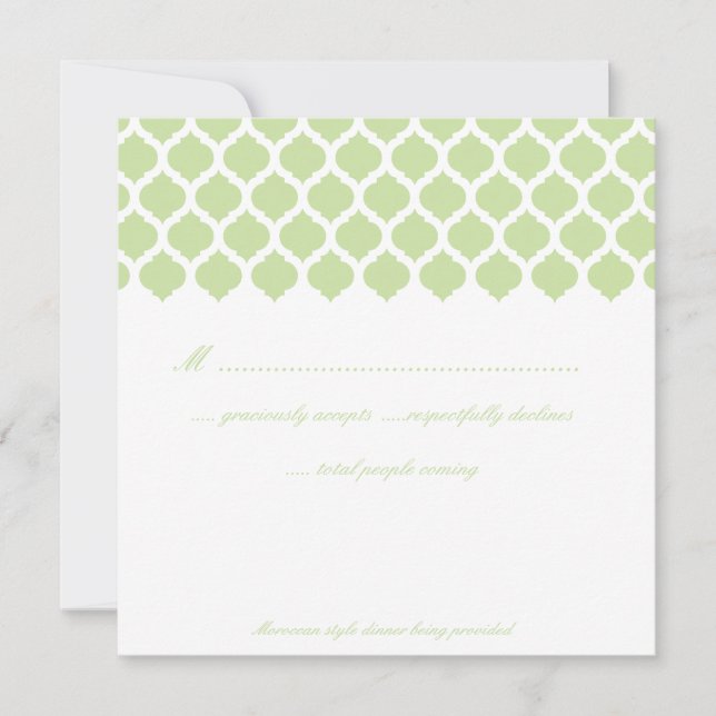 Carte RSVP Green Marocaine Motif Wedding Party (Devant)