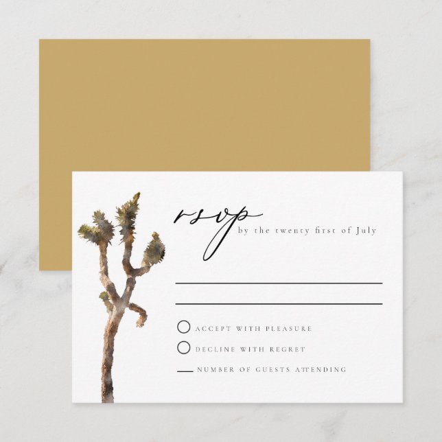 Carte RSVP GRETA Watercolor Joshua Tree Wedding (Devant / Derrière)