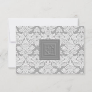 Carte RSVP gris Damask avec croix ou Quatrefoil