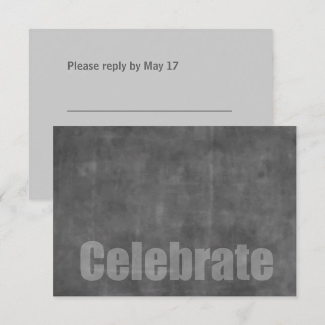 Carte RSVP Gris Gris Barre Mitzvah (Devant / Derrière)