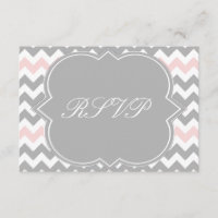 Carte RSVP Gris Rose Chevron
