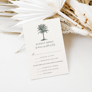 Carte RSVP Havana Palm Wedding avec choix de repas
