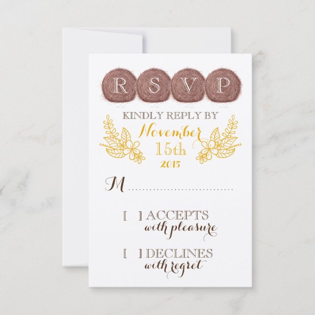 Carte RSVP Hay Bales mariage (Devant)