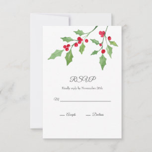 Carte RSVP Holly Sprigs aquarelle