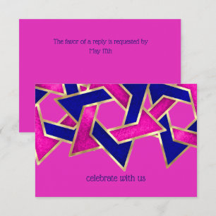 Carte RSVP Hot rose Marine étoile bleue David