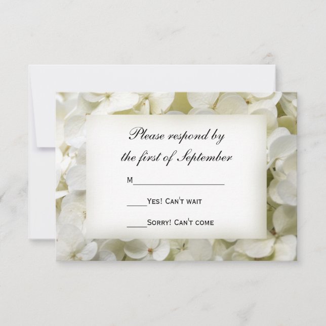 Carte RSVP Hydrangea Floral Blanc Mariage (Devant)