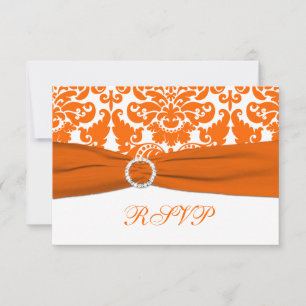 Carte RSVP IMPRIMÉE RIBBON Orange, Damas blanches