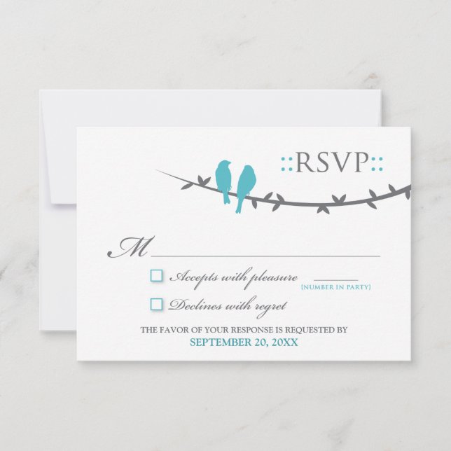 Carte RSVP Inséparable (aqua & blanc) (Devant)