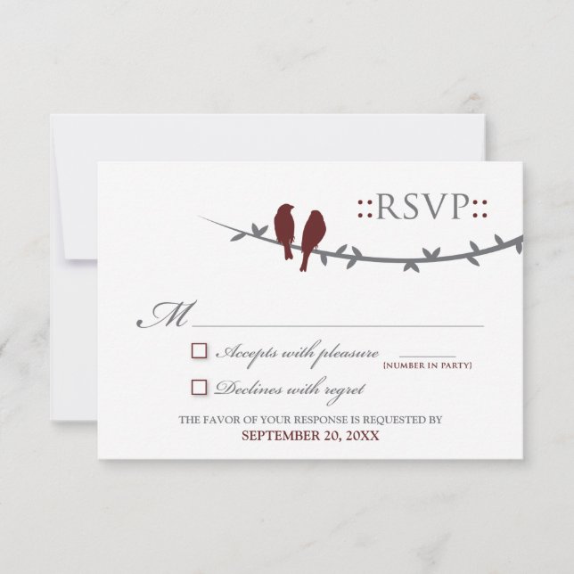 Carte RSVP Inséparable (canneberge et blanc) (Devant)