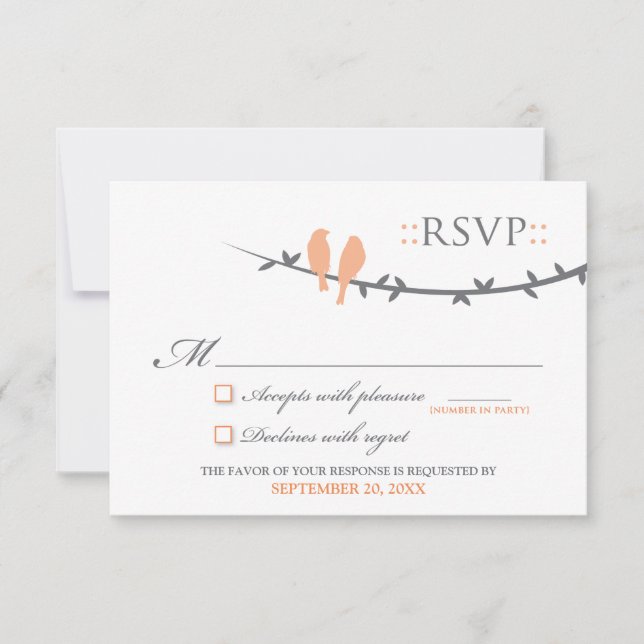 Carte RSVP Inséparable (corail et blanc) (Devant)