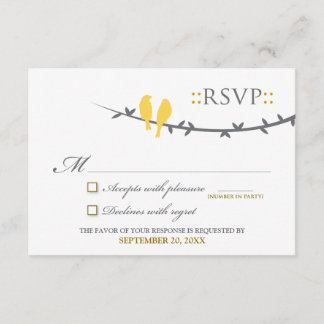 Carte RSVP Inséparable (jaune et blanc)