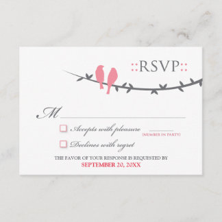 Carte RSVP Inséparable (rose et blanc)