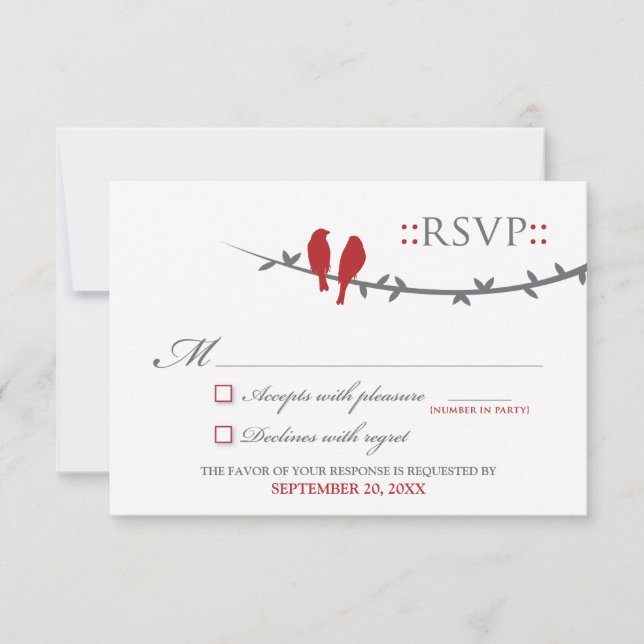 Carte RSVP Inséparable (rouge et blanc) (Devant)