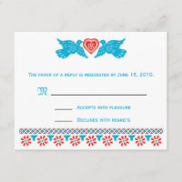Carte RSVP Inséparable - rouge et bleu
