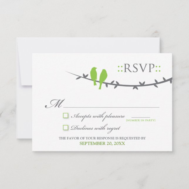 Carte RSVP Inséparable (vert et blanc citron) (Devant)