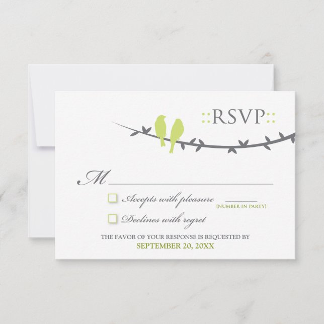 Carte RSVP Inséparable (vert et blanc citron) (Devant)
