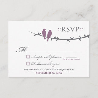 Carte RSVP Inséparable (violet et blanc)