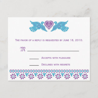 Carte RSVP Inséparable - violet et bleu