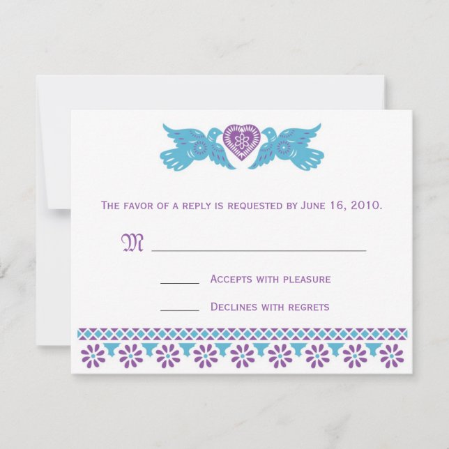 Carte RSVP Inséparable - violet et bleu (Devant)