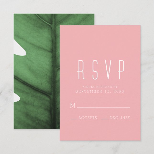 Carte RSVP inspirée par Tropical Leaf Art Deco (Devant / Derrière)