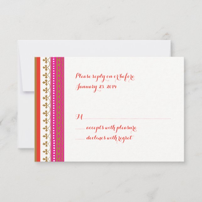 Carte RSVP Invitation sur le thème marocain (Devant)