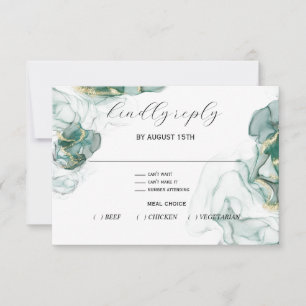 Carte RSVP Jade Green Onyx Liquide Encre D'Alcool