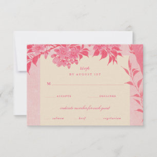 Carte Rsvp Japonaise Antique Cerisier Rose Fleur