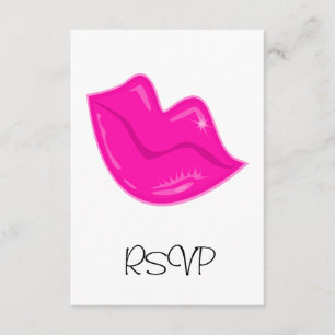 Carte RSVP Jolies lèvres roses sur blanc